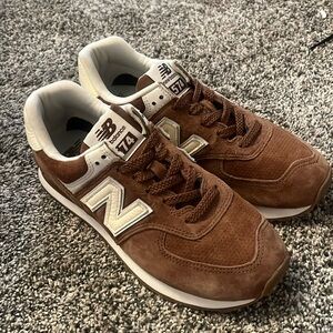 New Balance 574 Brown and White Sneakers